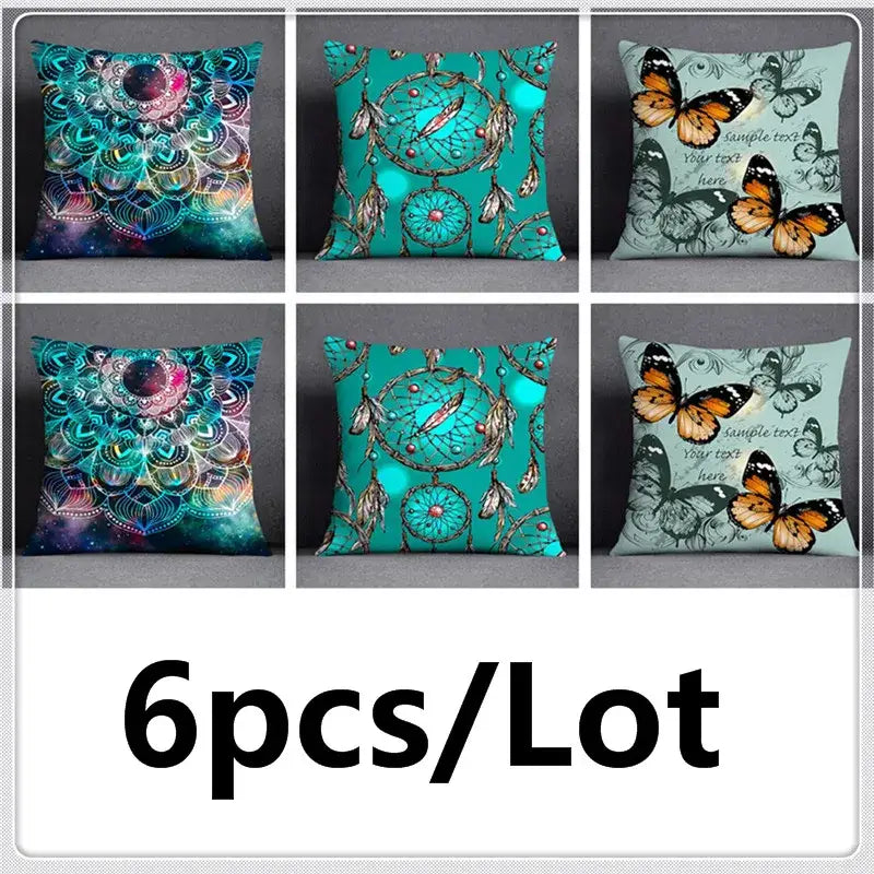 Modern teal cosmic leaves flower pillowcase set bedroom decor