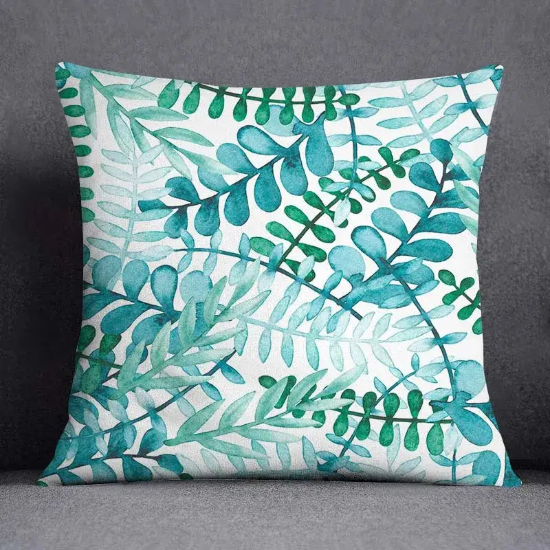 Modern teal cosmic leaves flower pillowcase set bedroom decor
