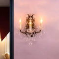 DecorBites™ Modern Teardrop Crystal Candelabra Sconce Light - White Wall Mount with Rust Backplate (3 Lights)