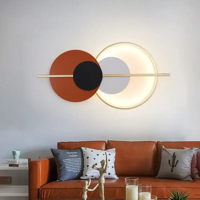 Modern terracotta and black decorbites circular wall lamp bedroom light