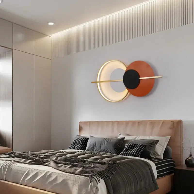 Modern terracotta and black decorbites circular wall lamp bedroom light