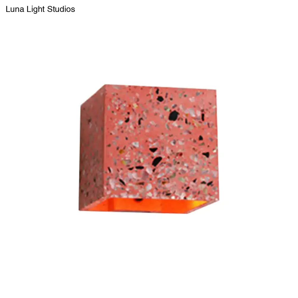 Modern terrazzo square wall light bedroom e26 e27 speckled sconce