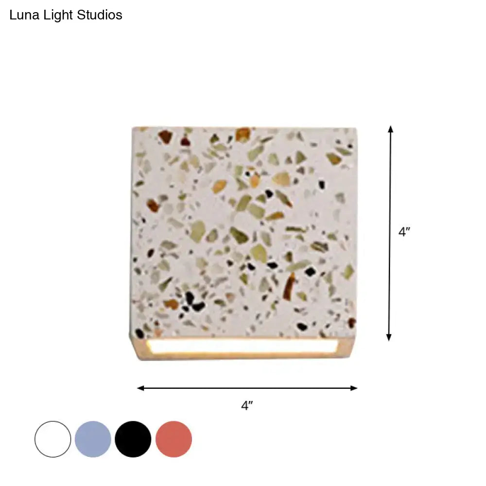 Modern terrazzo square wall light bedroom e26 e27 speckled sconce