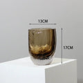 DecorBites™ Brown Glazed Glass Vase Hammer Cut Decorative Handicraft Flower Arrangement Ornaments