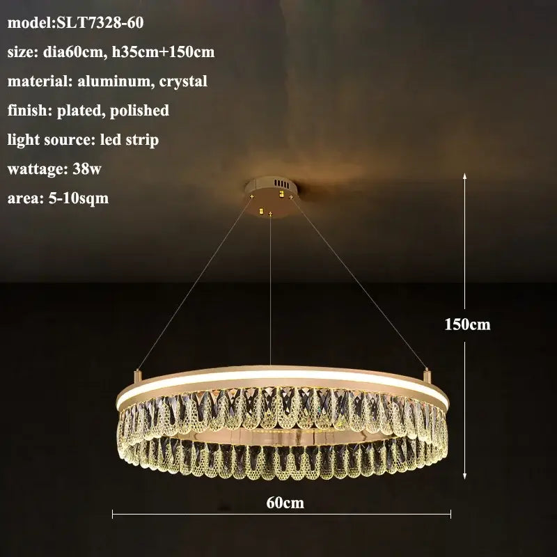 2024 DecorBites™ Modern Crystal LED Chandelier for Living & Dining Room Decor