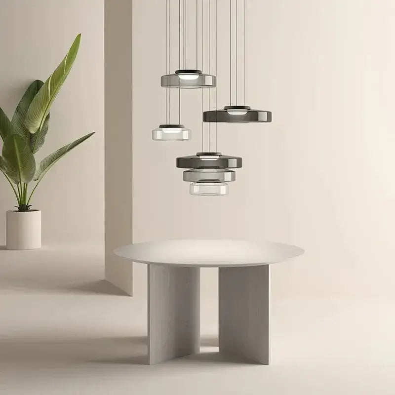 Modern tiered glass pendant light – kitchen island dining table
