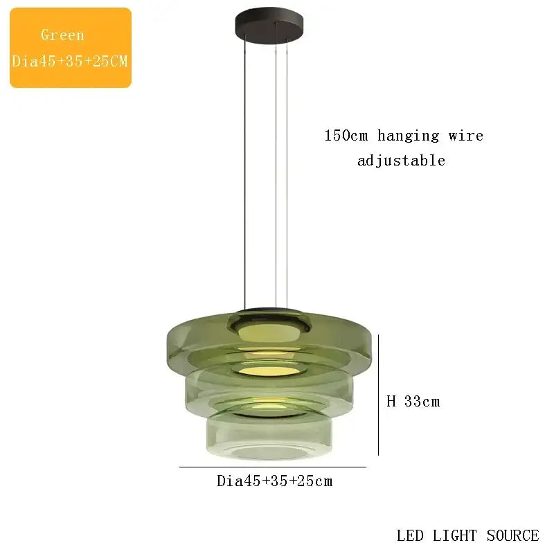 Modern tiered glass pendant light – kitchen island dining table