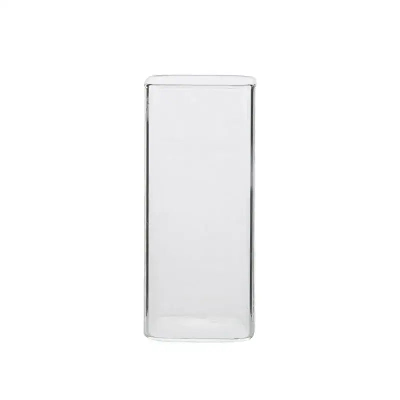 DecorBites™ 370ml Transparent Glass Square Tea Milk Cup - Temperature Resistant Juice Cup