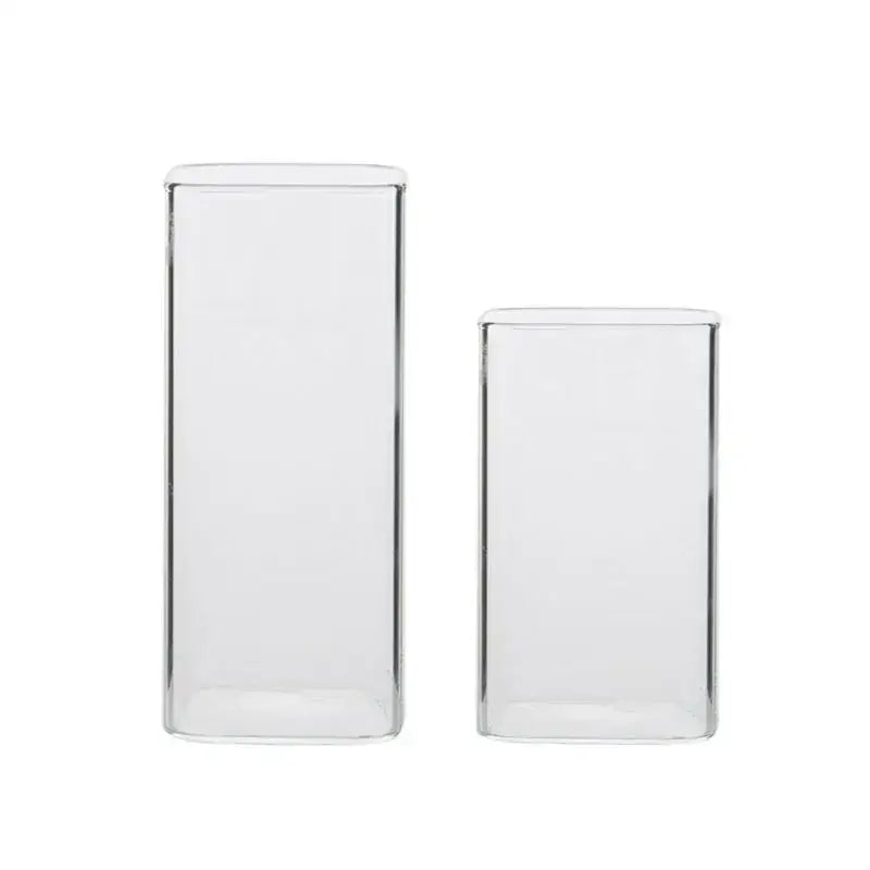 DecorBites™ 370ml Transparent Glass Square Tea Milk Cup - Temperature Resistant Juice Cup