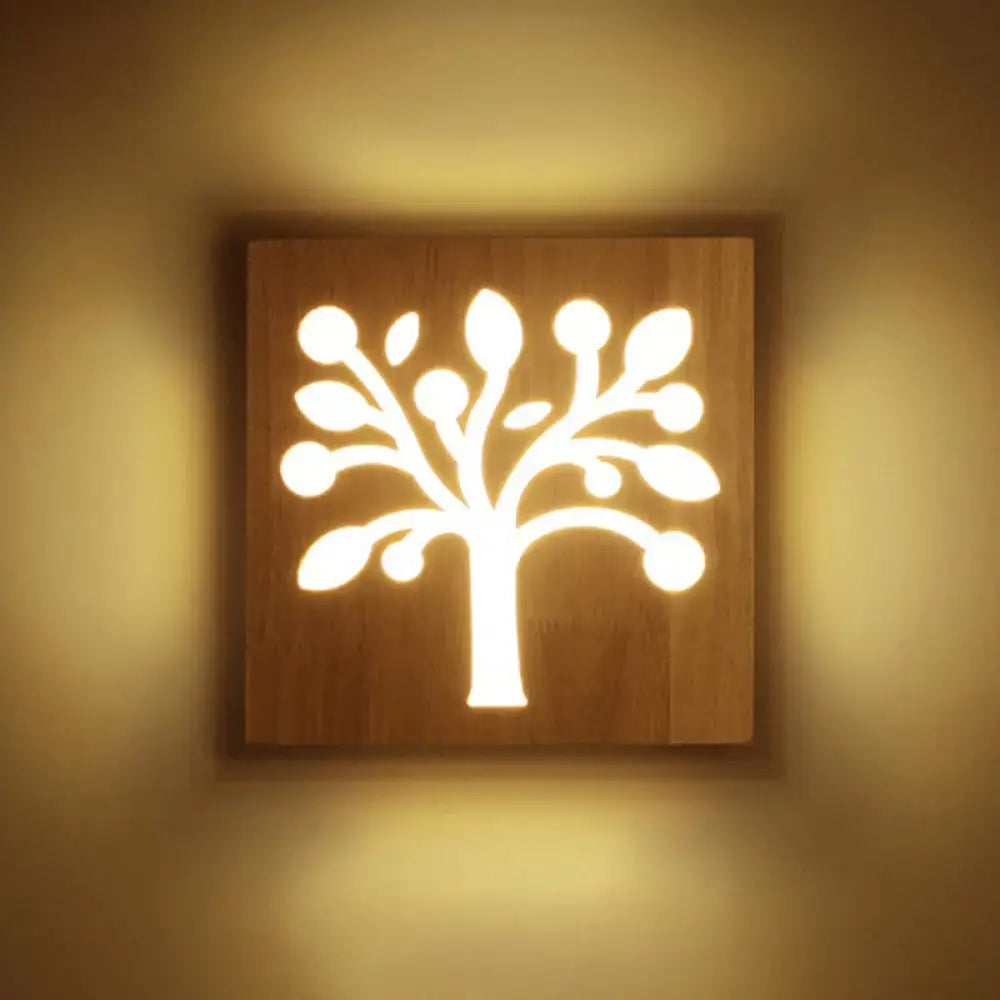 DecorBites™ Modern Art Deco LED Wall Sconce - Square Flush Mount Wooden Corridor Light Fixture