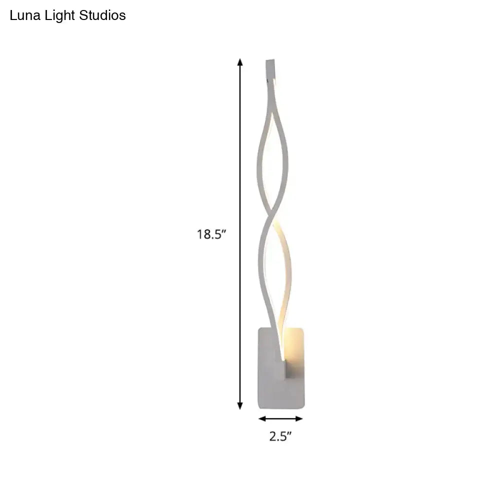 Modern twisted black & white led wall sconce bedroom light