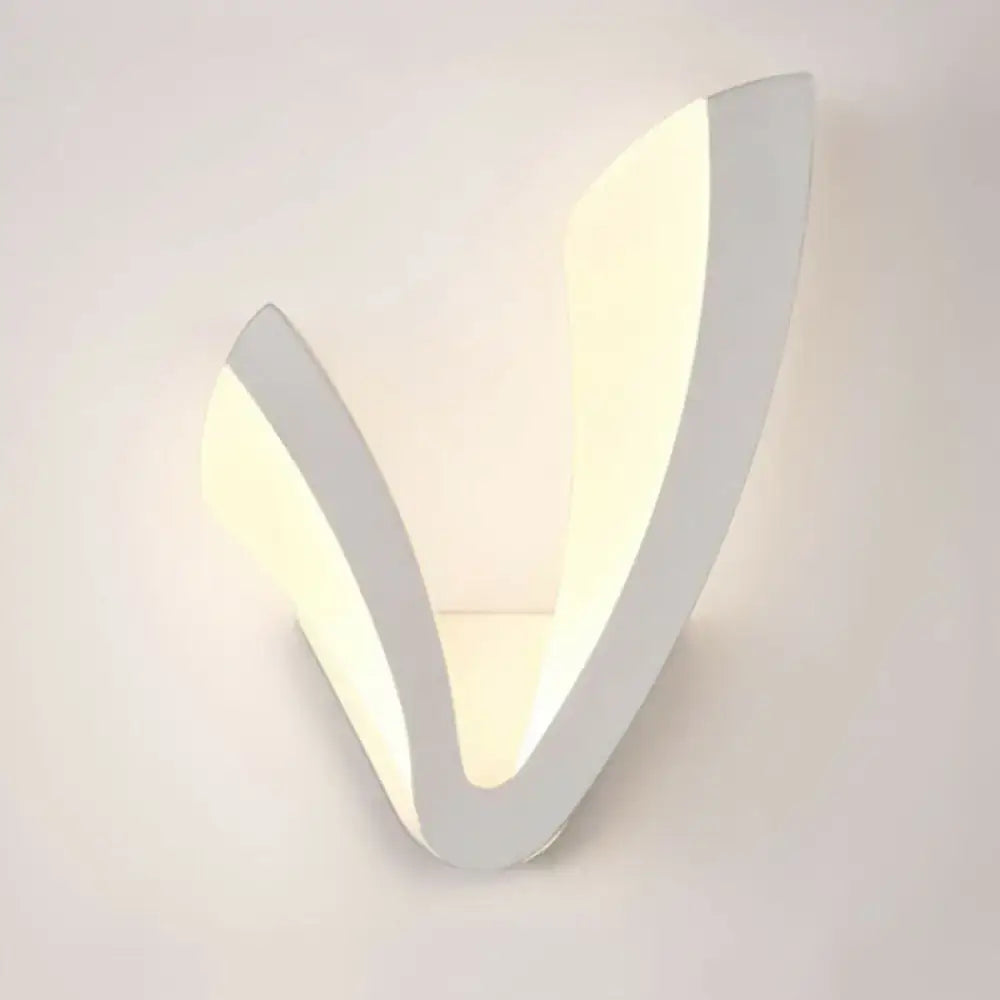 Modern v shaped white wall mounted light bedroom ambient sconce