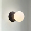 Modern volcanic stone and white glass wall lamp living room