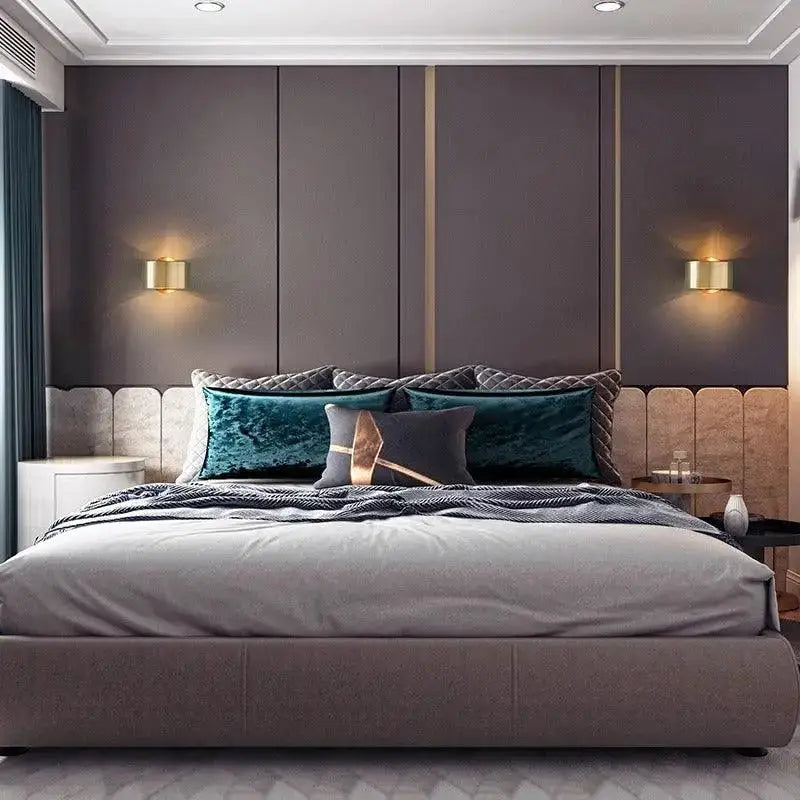 Modern black & gold wall lamp bedroom segmented sconce