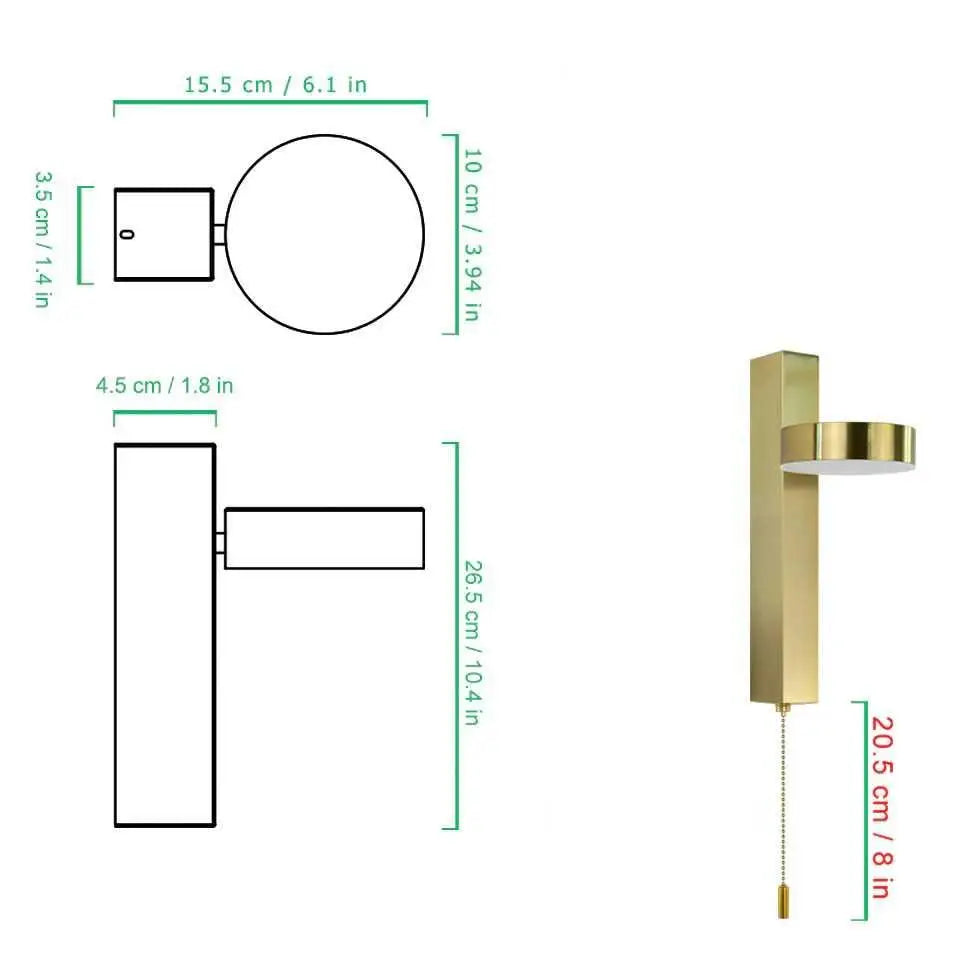 Modern gold minimalist wall sconces – bedroom adjustable light