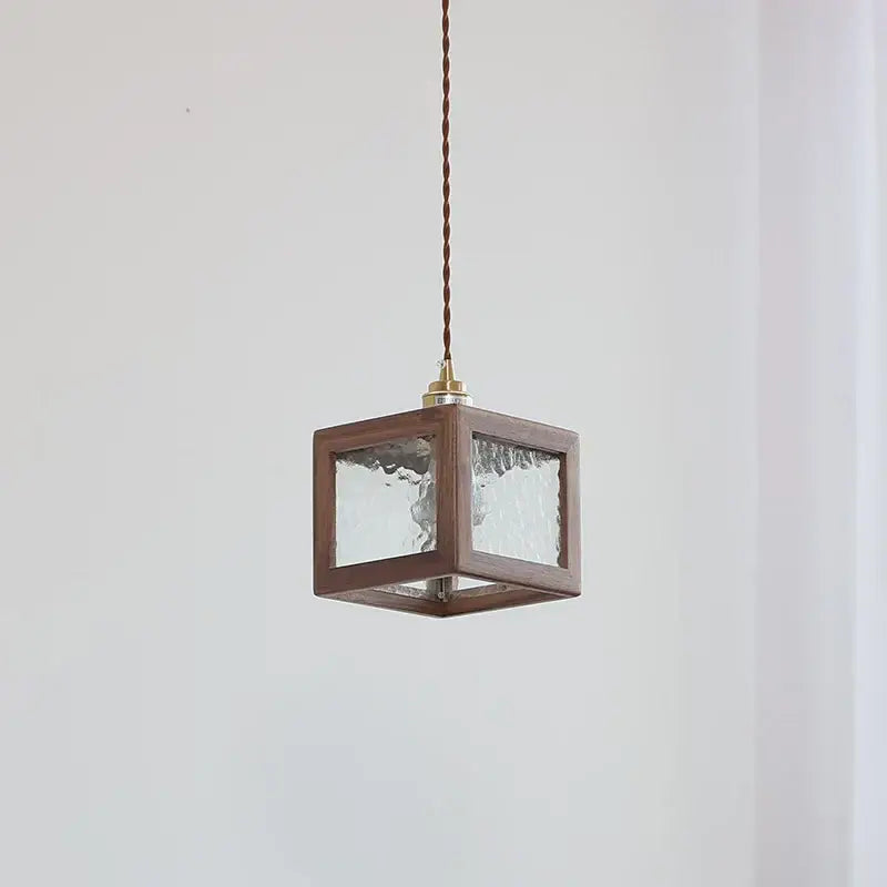 DecorBites™ Clear Glass Walnut Wood LED Pendant Lamp - Nordic Modern Hanging Lights
