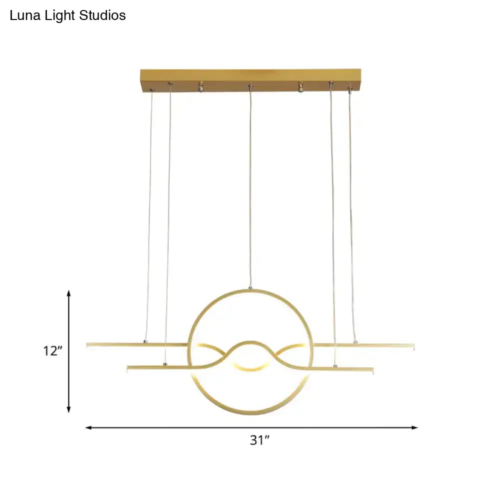 DecorBites™ Gold Island LED Pendant Light with Modern Wavy Design for Dining Area