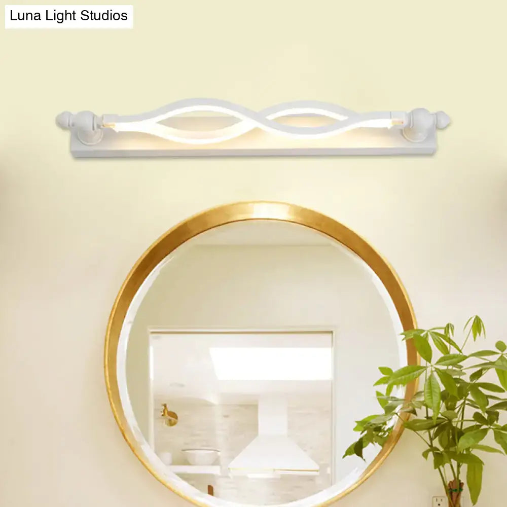 Modern wavy white twist acrylic vanity sconce bedroom wall light