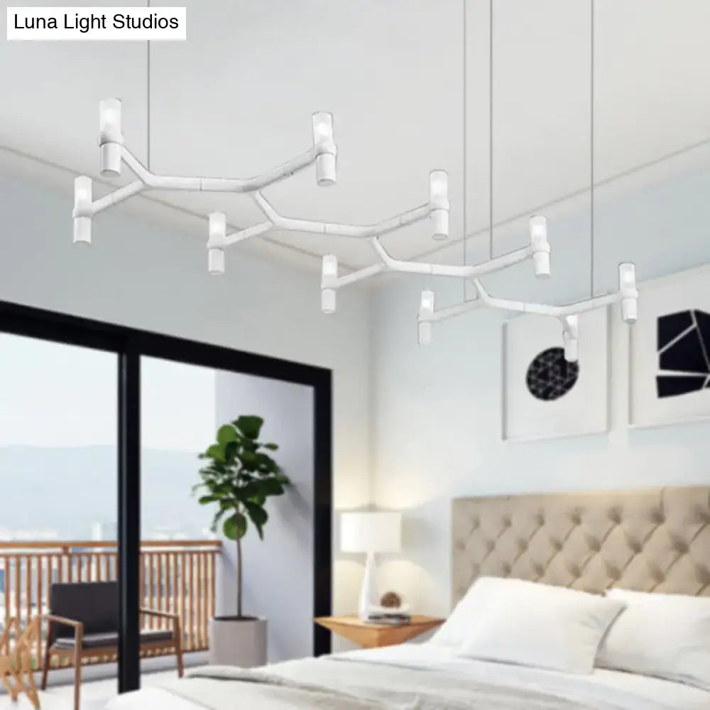 DecorBites™ Contemporary 10-Head Ceiling Pendant with Aluminum Alloy Shade - Black, White, Chrome, or Gold Tube Hanging Light for Island