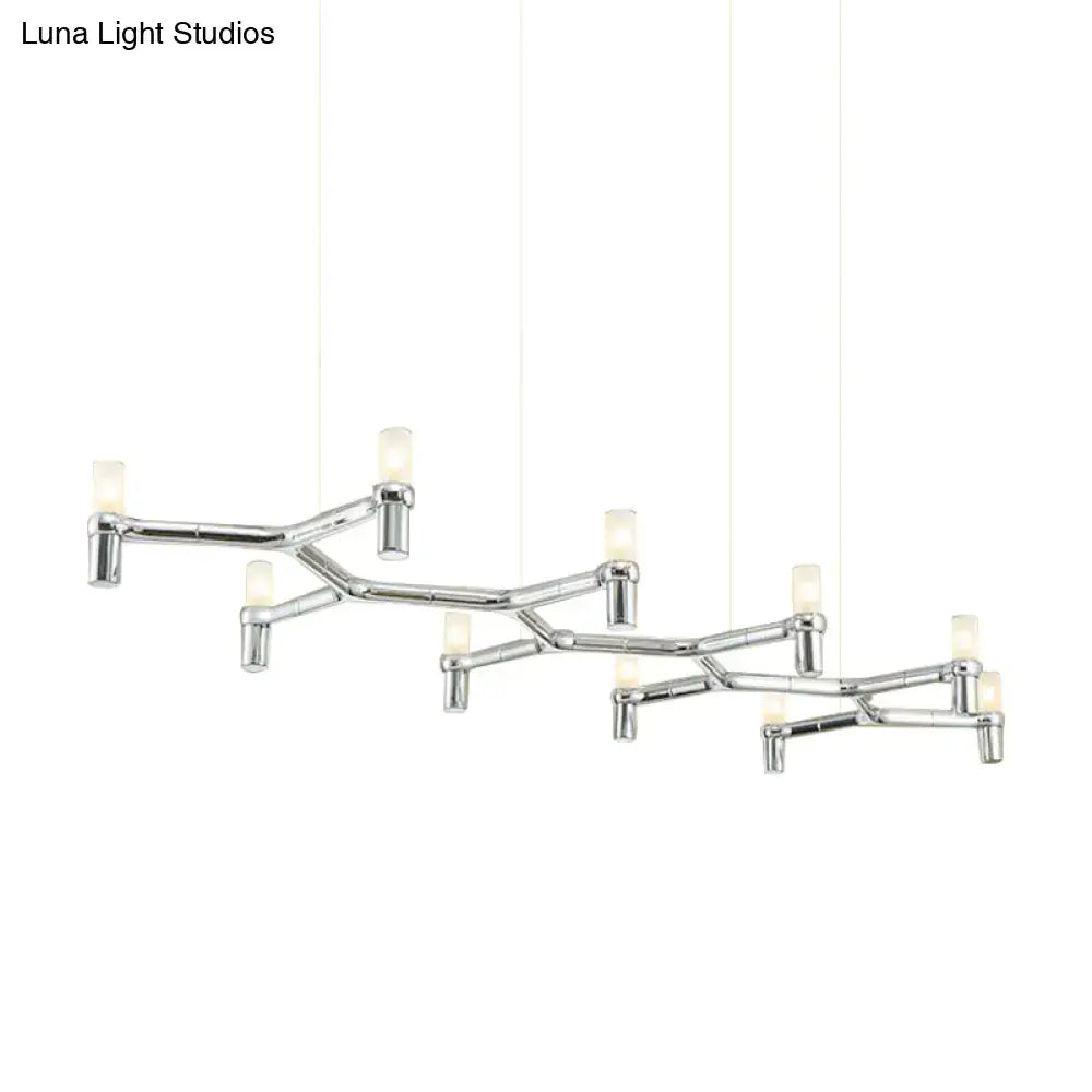 DecorBites™ Contemporary 10-Head Ceiling Pendant with Aluminum Alloy Shade - Black, White, Chrome, or Gold Tube Hanging Light for Island