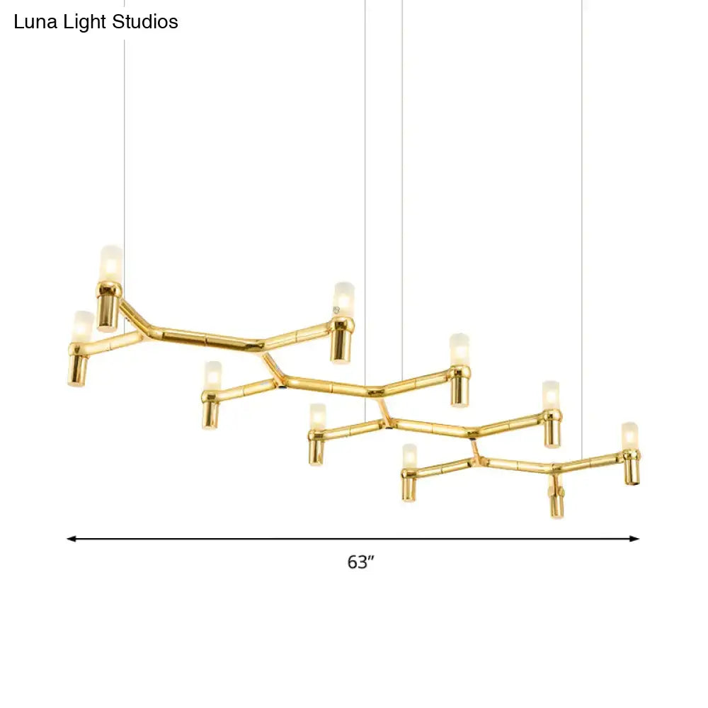 DecorBites™ Contemporary 10-Head Ceiling Pendant with Aluminum Alloy Shade - Black, White, Chrome, or Gold Tube Hanging Light for Island