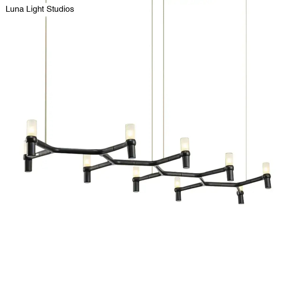 DecorBites™ Contemporary 10-Head Ceiling Pendant with Aluminum Alloy Shade - Black, White, Chrome, or Gold Tube Hanging Light for Island