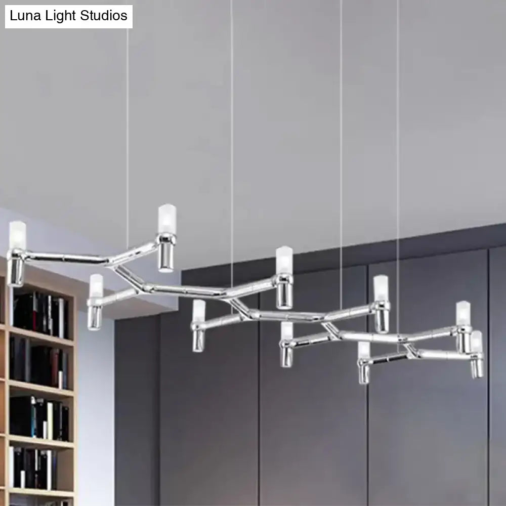 DecorBites™ Contemporary 10-Head Ceiling Pendant with Aluminum Alloy Shade - Black, White, Chrome, or Gold Tube Hanging Light for Island