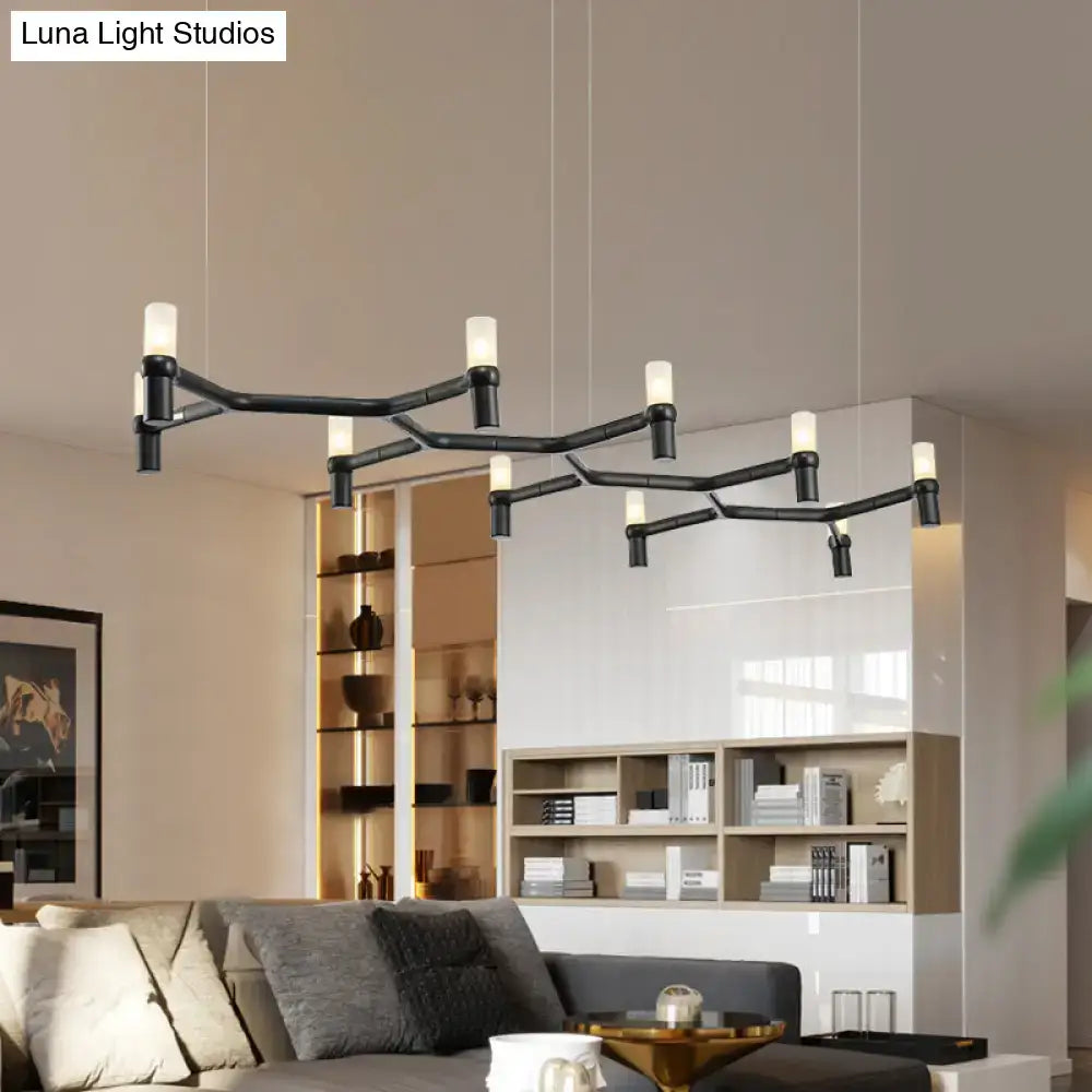 DecorBites™ Contemporary 10-Head Ceiling Pendant with Aluminum Alloy Shade - Black, White, Chrome, or Gold Tube Hanging Light for Island