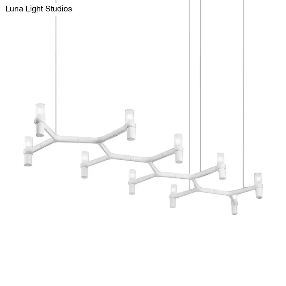 DecorBites™ Contemporary 10-Head Ceiling Pendant with Aluminum Alloy Shade - Black, White, Chrome, or Gold Tube Hanging Light for Island