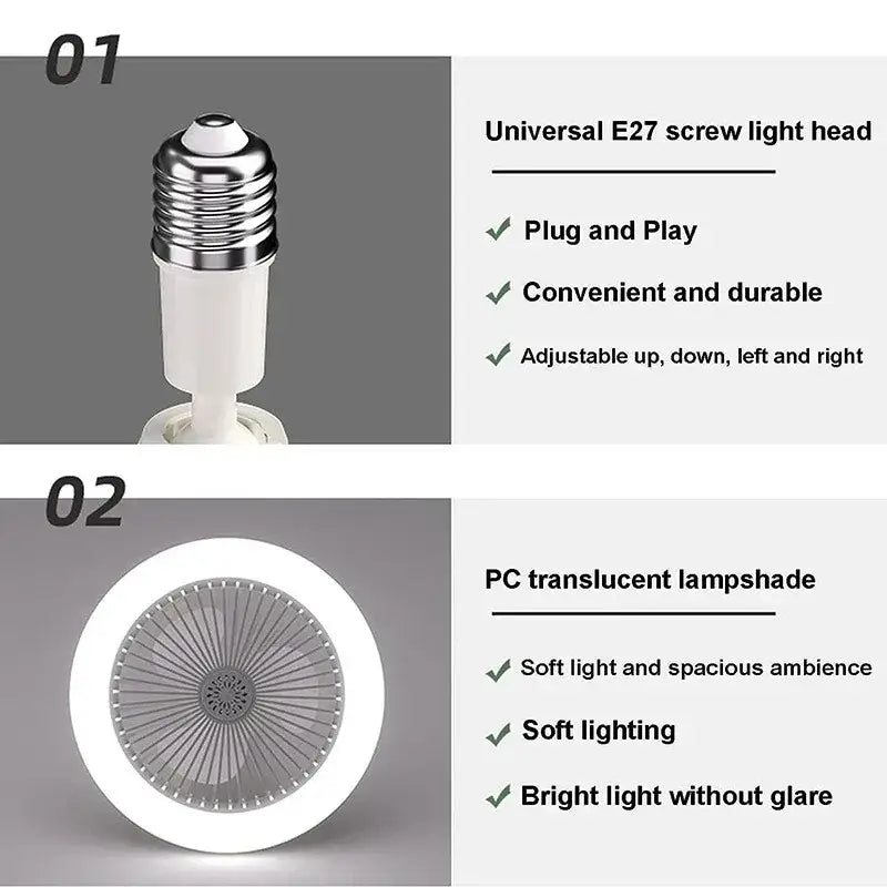 Modern white 2-in-1 ceiling fan with remote control bedroom light