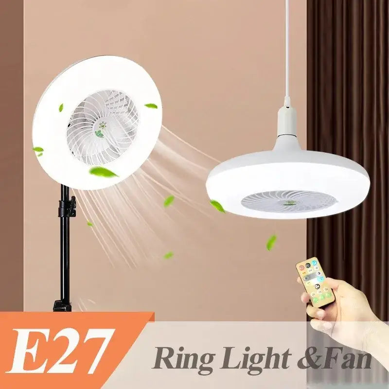 Modern white 2-in-1 ceiling fan with remote control bedroom light