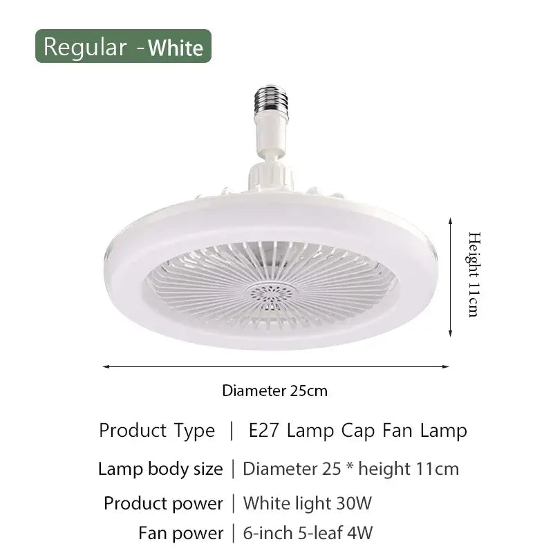 Modern white 2-in-1 ceiling fan with remote control bedroom light