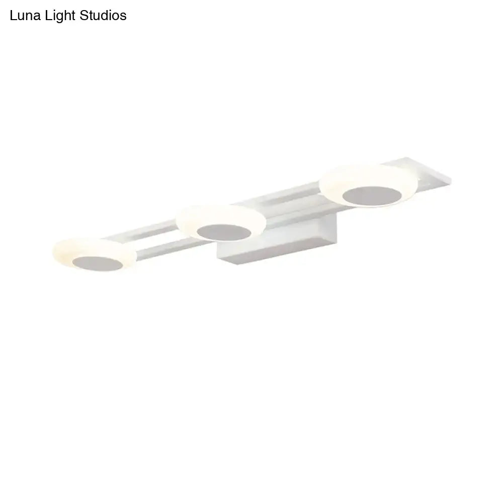 Modern white 3 light led vanity sconce wall mounted bathroom fixture