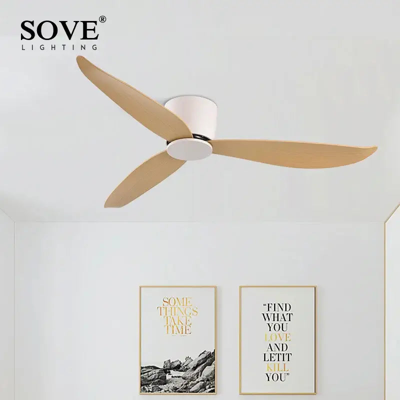 Modern white 6-speed dc motor ceiling fan with remote control bedroom