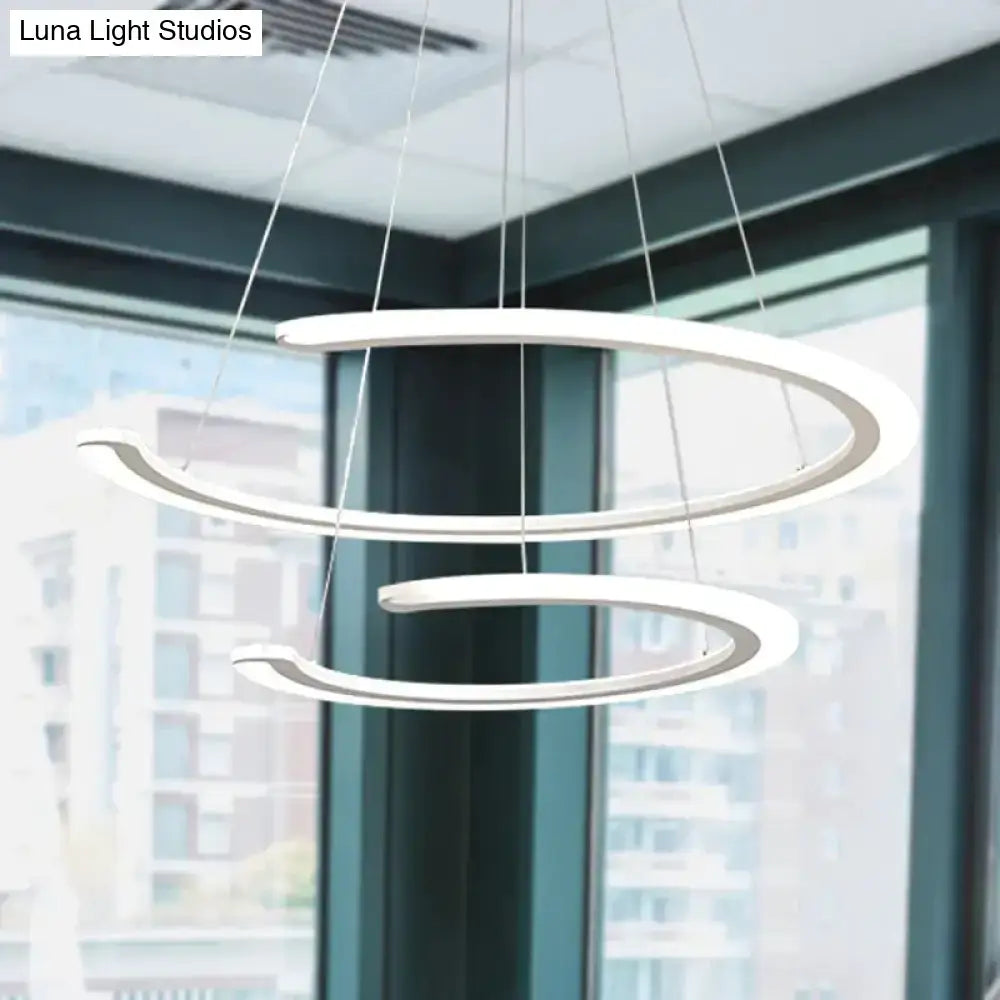 Modern white acrylic led ring dining room chandelier pendant light