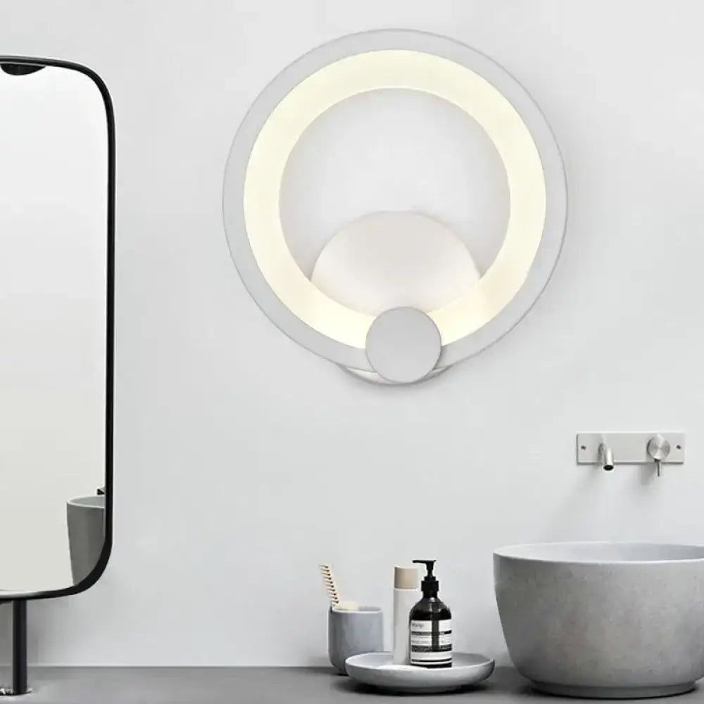 Modern white acrylic sconce light bedroom circular wall lamp