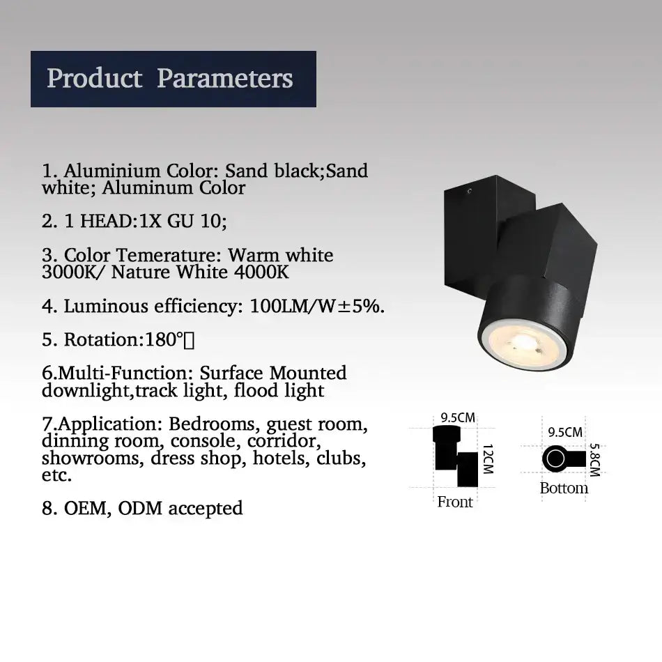 Modern white adjustable angle downlight living room spotlight fixture