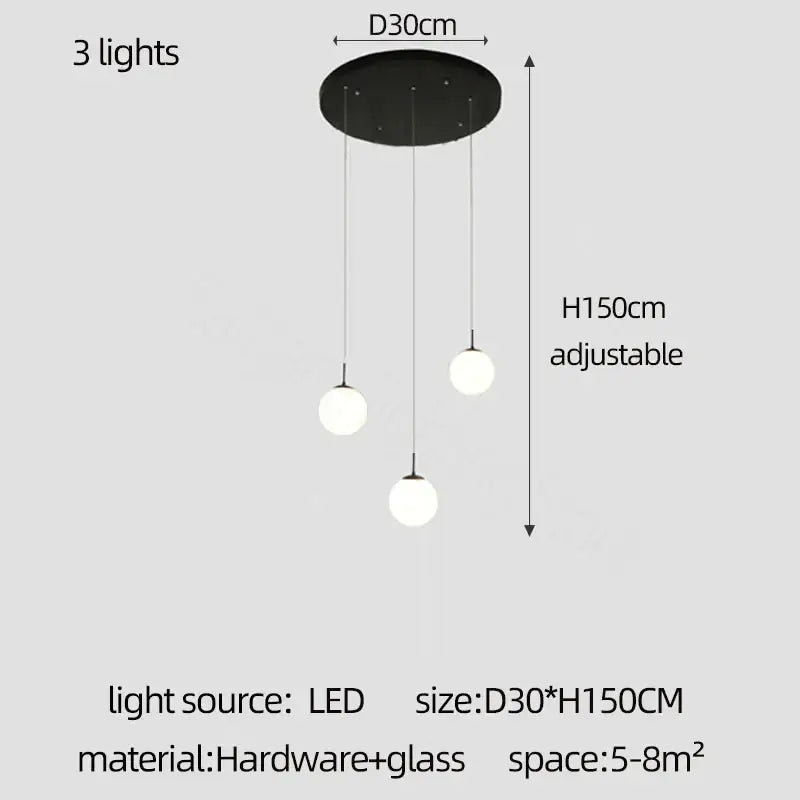 DecorBites™ Cream Glass Ball Chandelier for Duplex Villa Penthouse, Restaurant and Staircase