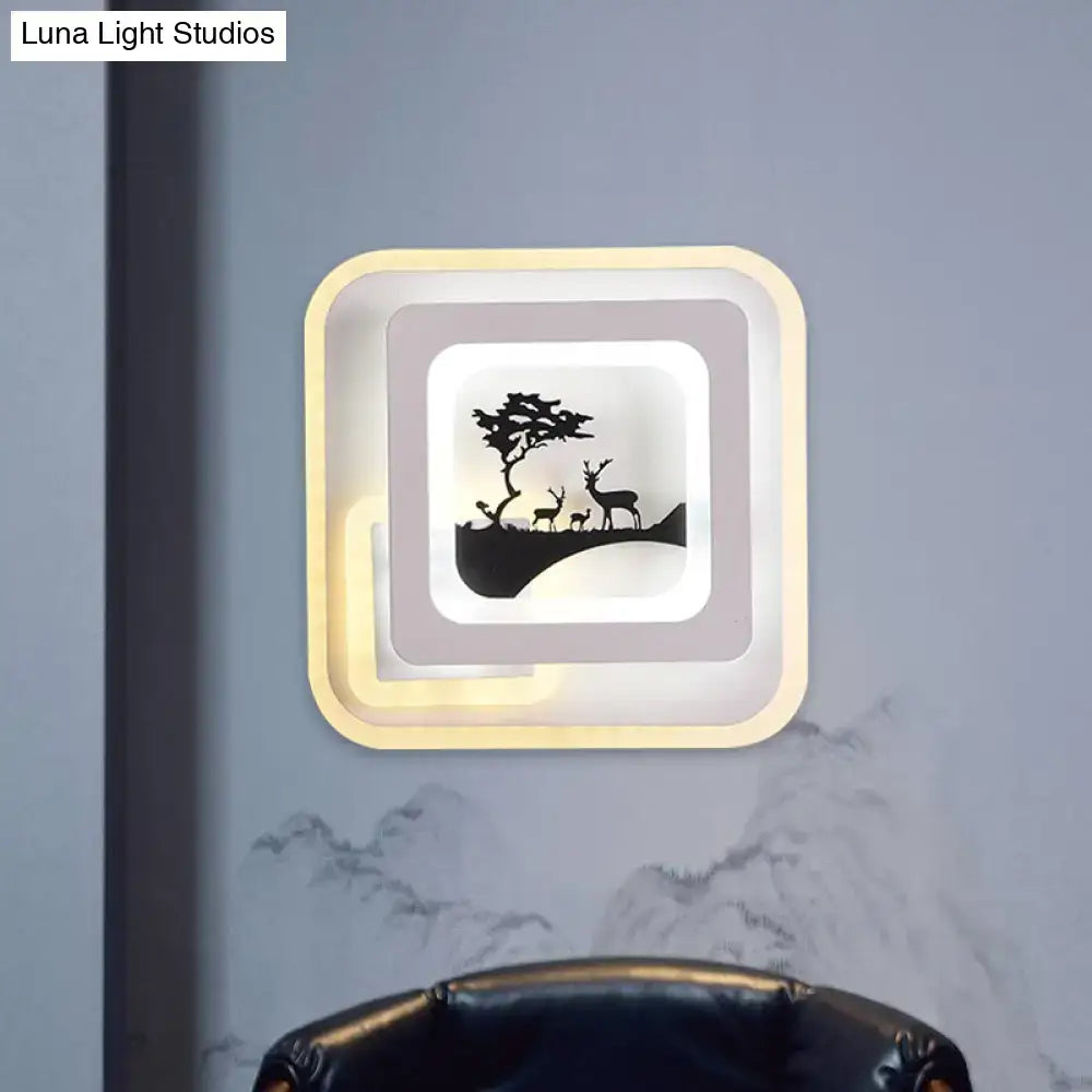 Modern white and black deer wall lamp living room led light