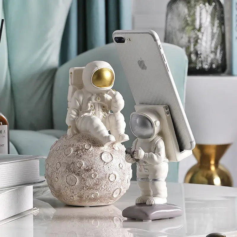 DecorBites™ Astronaut Phone Holder Figurine Home Decor Space Man Sculpture Cosmonaut Statue