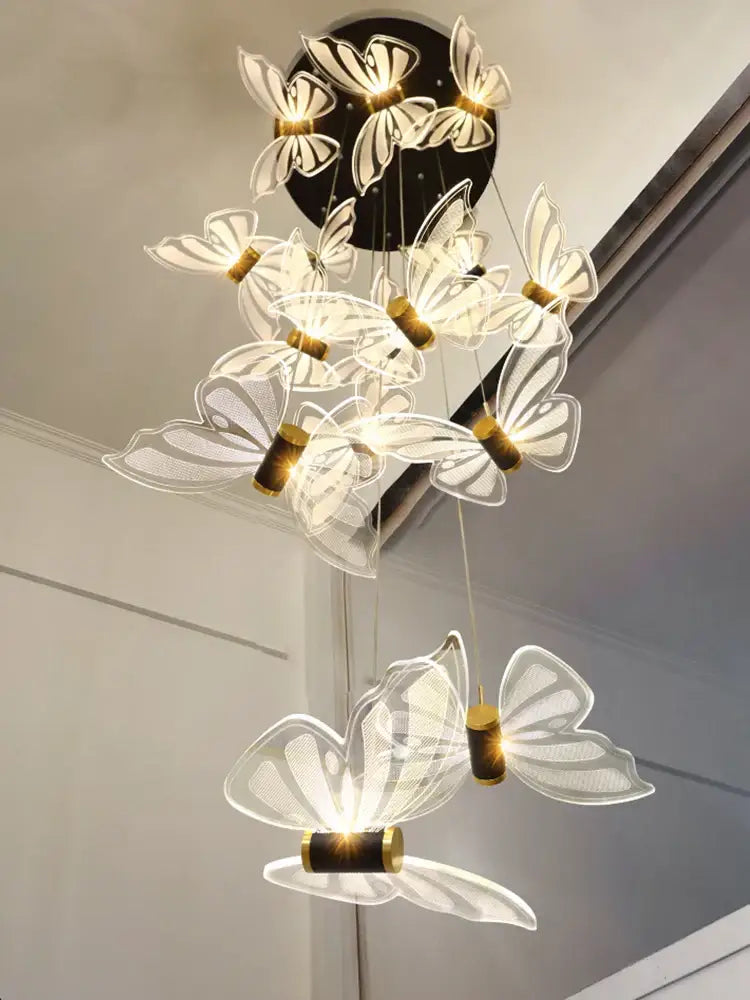 Modern white and gold butterfly chandelier bedroom pendant light