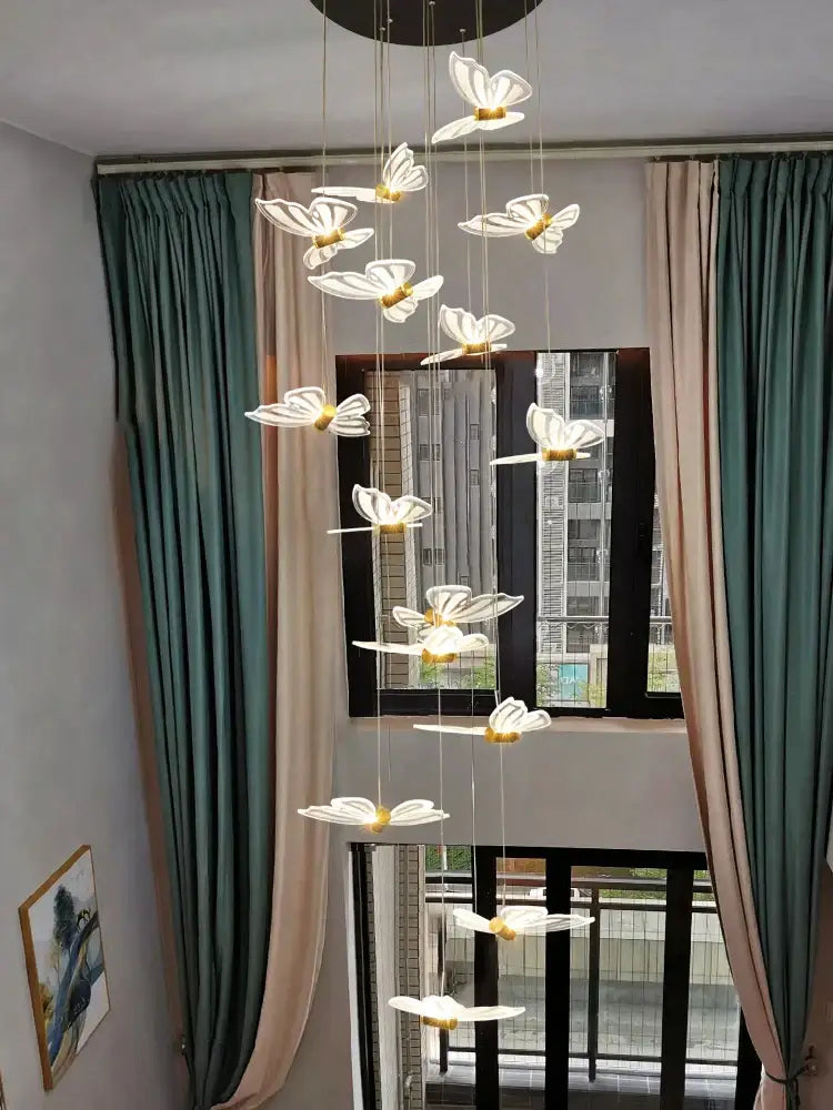 Modern white and gold butterfly chandelier bedroom pendant light