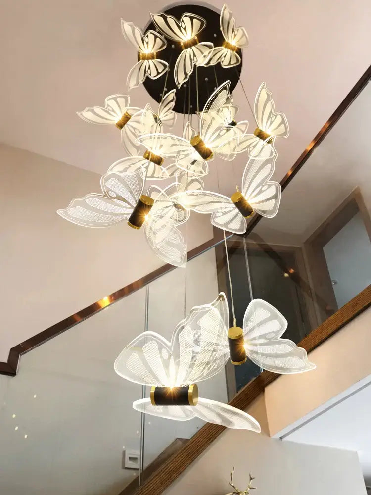 Modern white and gold butterfly chandelier bedroom pendant light