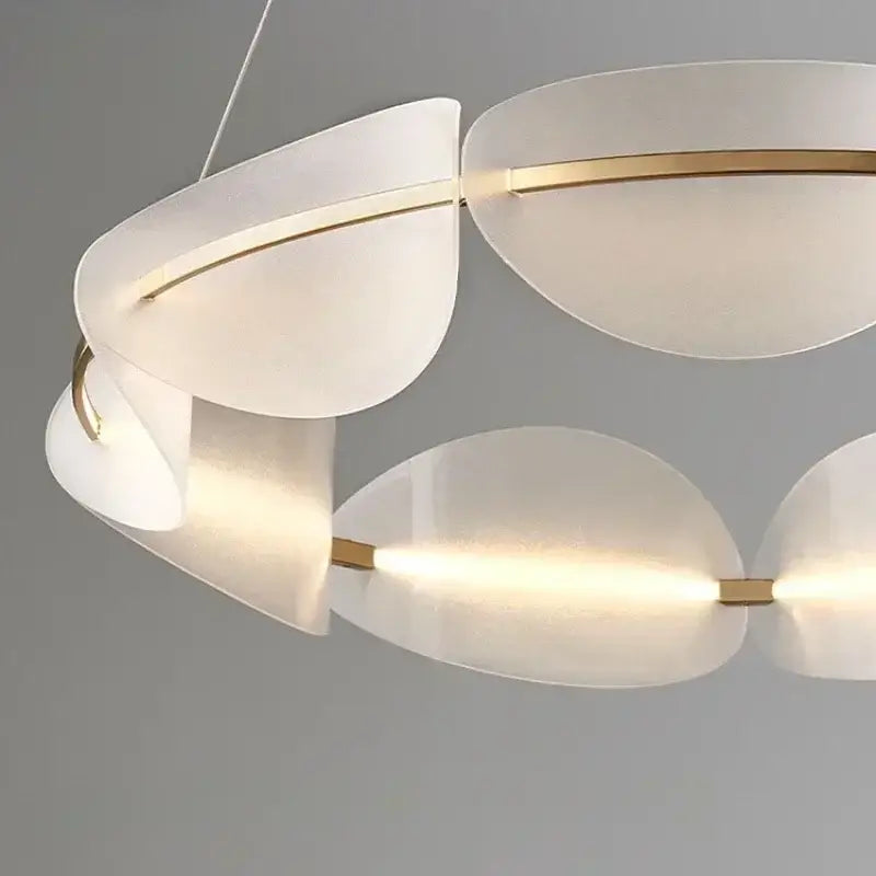Modern white and gold circular led pendant light for living room