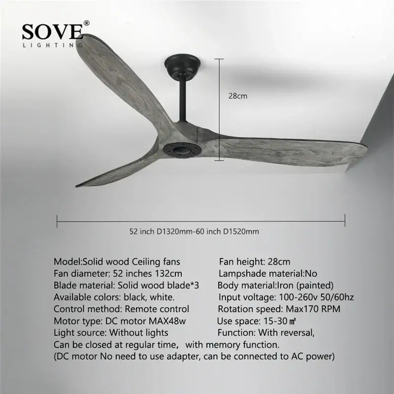 Modern white and light wood dc ceiling fan living room remote control