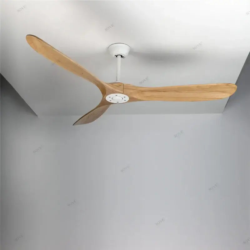 Modern white and light wood dc ceiling fan living room remote control