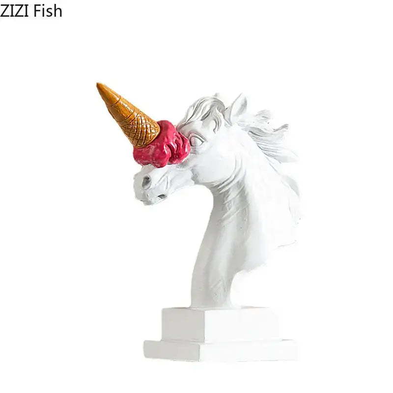 DecorBites™ Ice Cream Horsehead Statue for Modern Home Decor