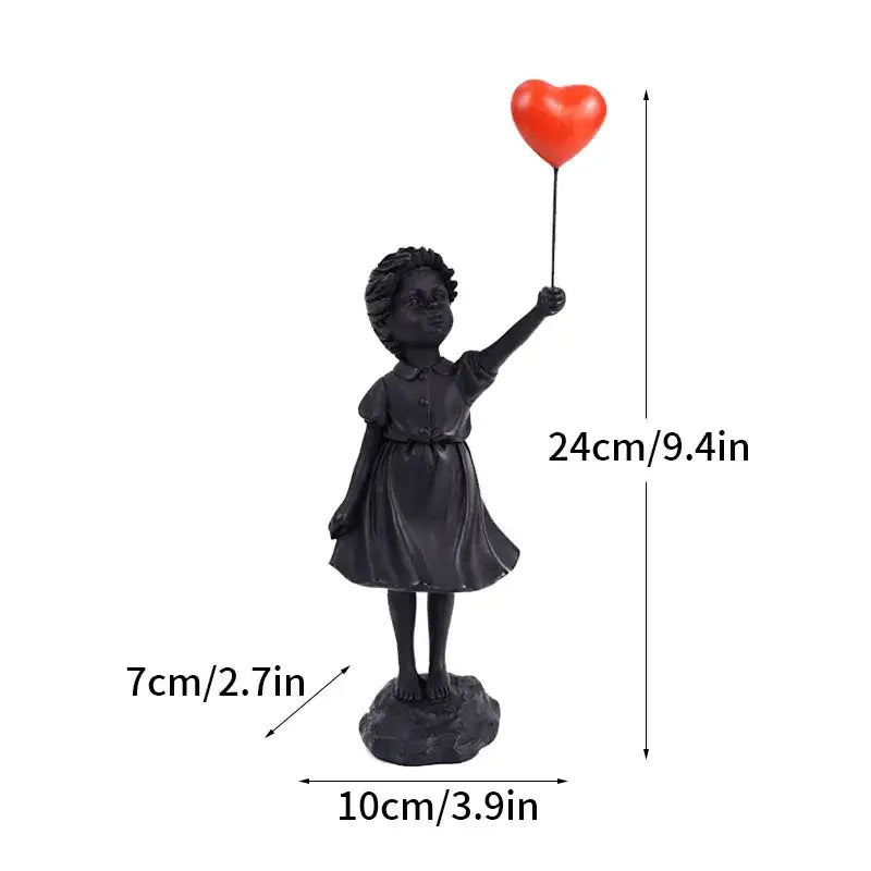 Modern white and red banksy girl balloon sculpture living room decor