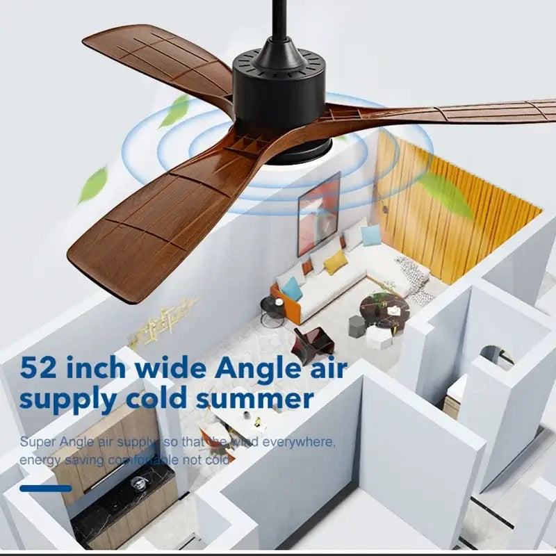 Modern white and wood blade dc ceiling fan with led light bedroom