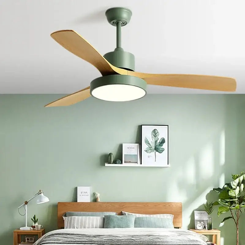 Modern white & black ceiling fan with blade copper motor bedroom